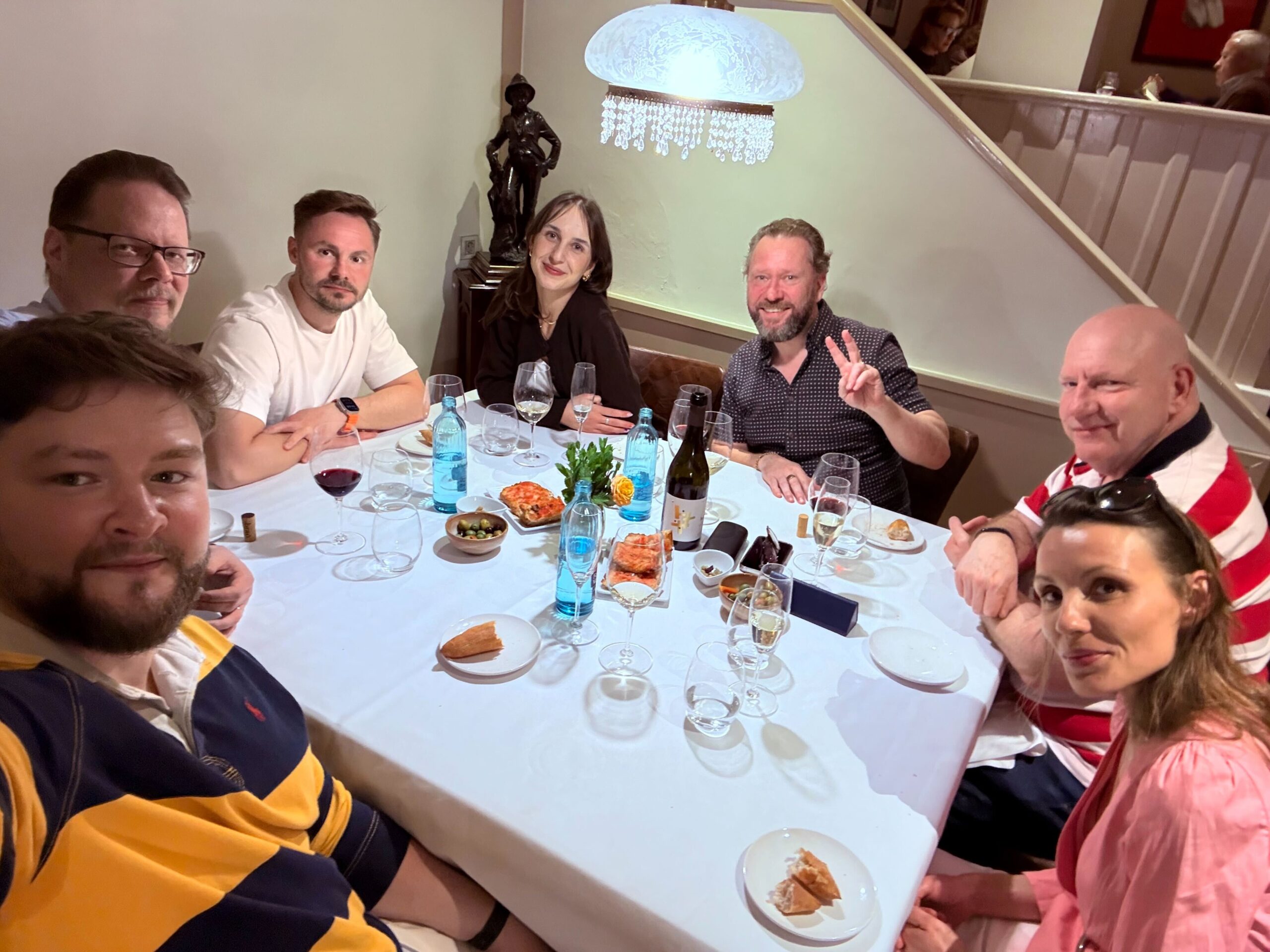 Senior management team has a dinner together on a summit